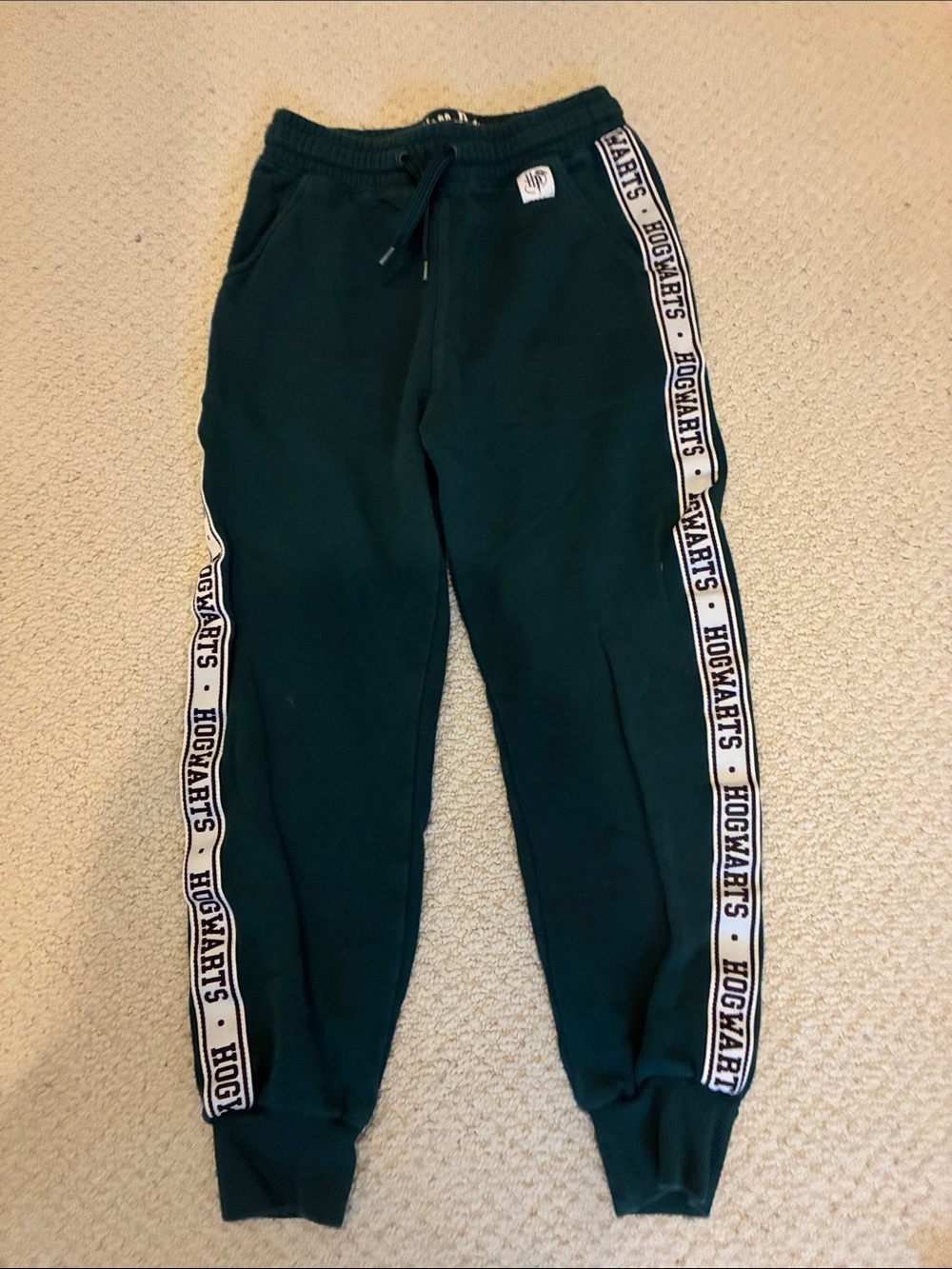 H&M x Harry Potter Dark Green Kids Joggers with Side Hogwarts Tape